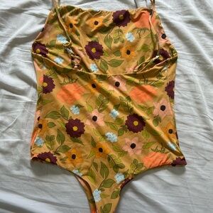 Floral One Piece Swimsuit - Multicolor